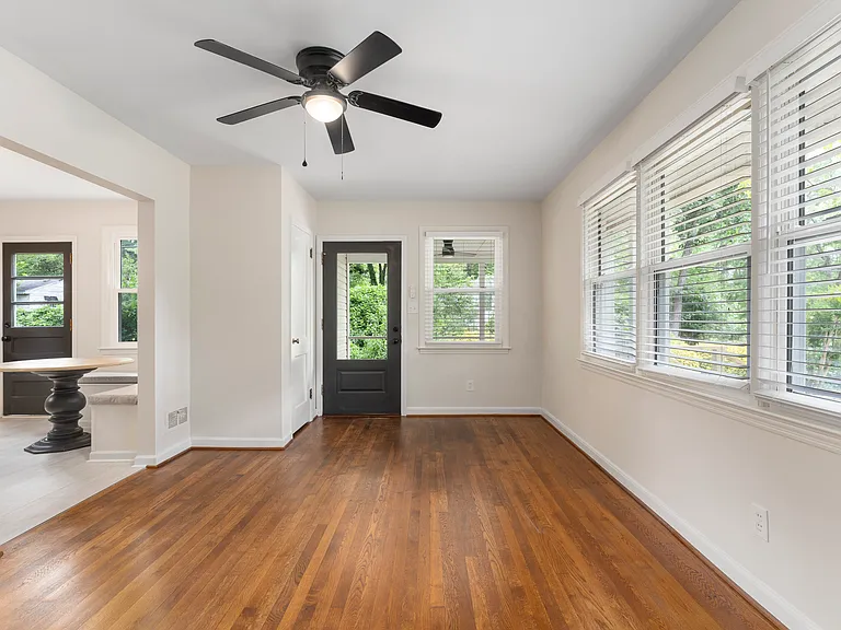 View of living room and kitchen/dining nook