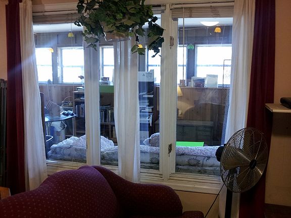 Looking out to sunroom