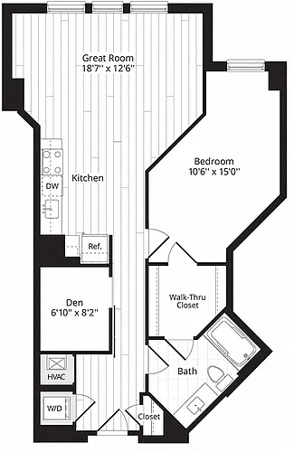Floor plan 1 BR Den 1U+