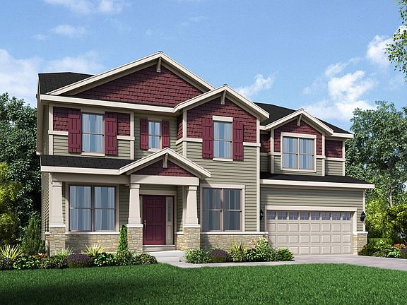 Craftsman exterior elevation rendering Jericho II Stonebridge in Hawthorn Woods IL by William Ryan H