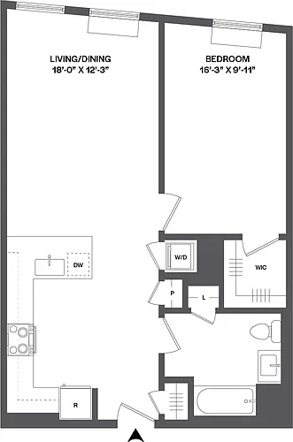 Floor plan 1 Bed/1 Bath-1B-2.4