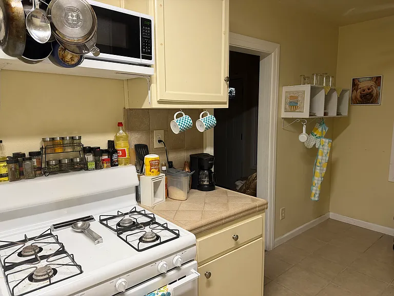 Partial view of shared kitchen. Waiting to see if new tenant has kitchen table & chairs before I replace the ones previous roommate took with her.