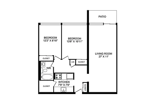 Floor plan 2 Bedroom, 1 Bath