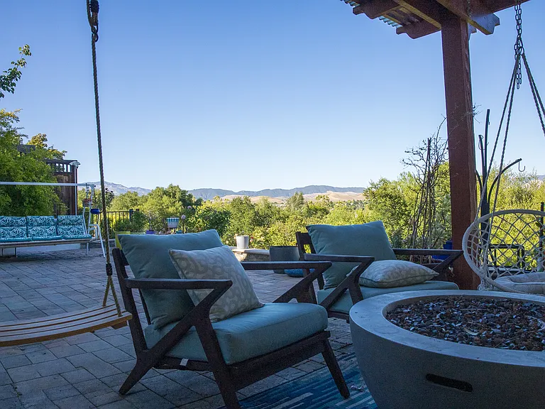 Inside Pergola with Firepit