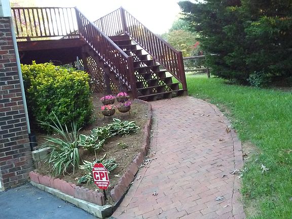 Brick Sidewalk to Deck