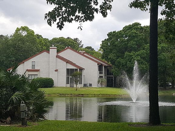 lake fountain view