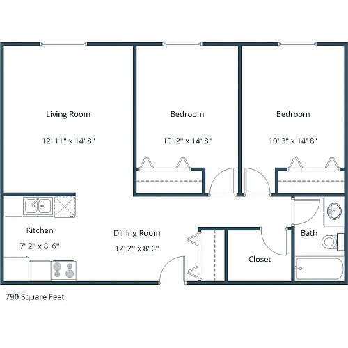 Floor plan Two Bedroom 21A