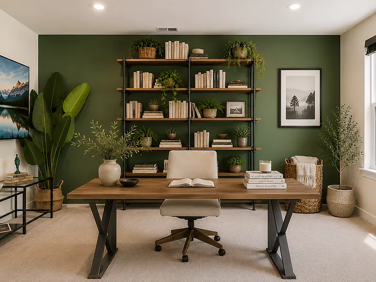 Work from home has never looked so good.
Thoughtfully tucked away from the main living areas, this private office creates the ideal environment for productivity without sacrificing comfort. (Photos are virtually staged)