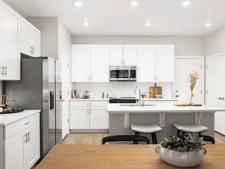 Energy-efficient, stainless-steel appliances.