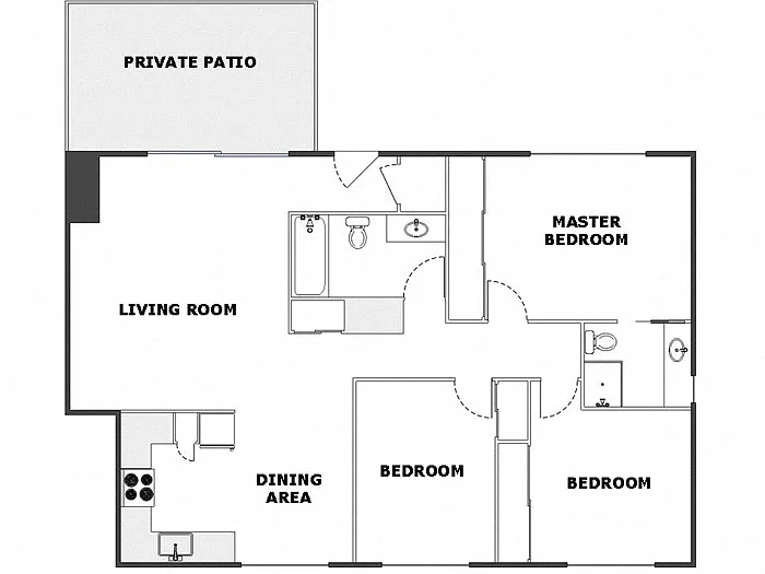 Floor plan 3 Bedrooms 2 Baths