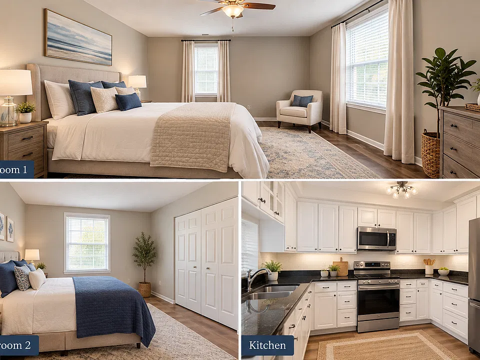 Virtual Staging - Bedroom #1, Bedroom #2 and Kitchen