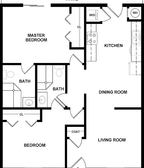 2 Bedroom 2 Bathroom A Floorplan Diagram