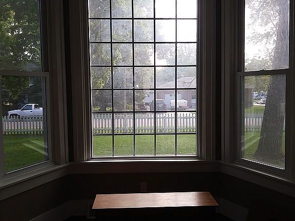 Bay window in dining room.