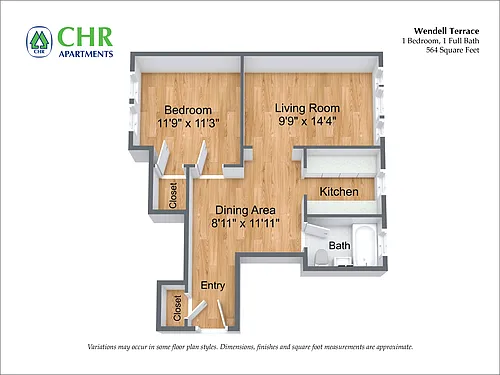 Floor plan 1 Bedroom/1 Bath