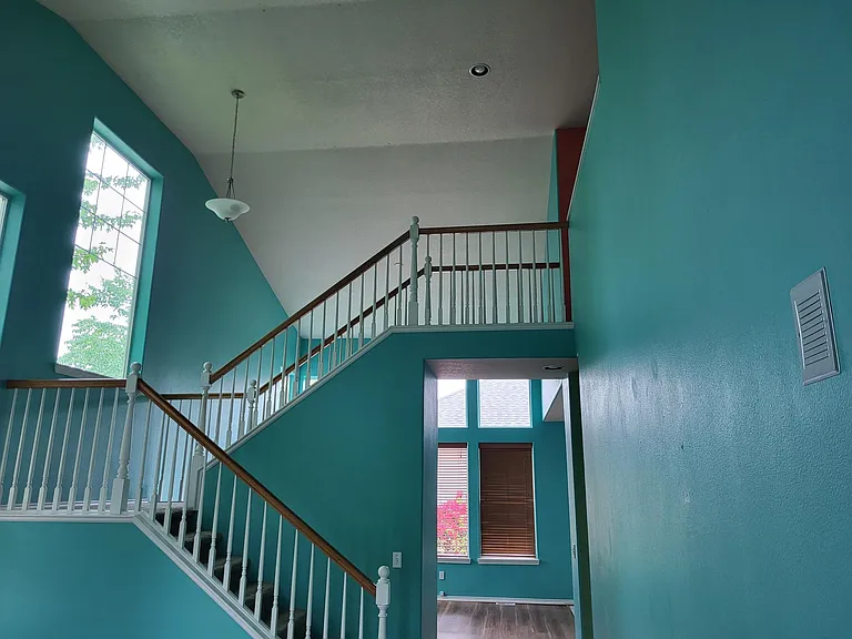 Looking up from the 2 storey family room.