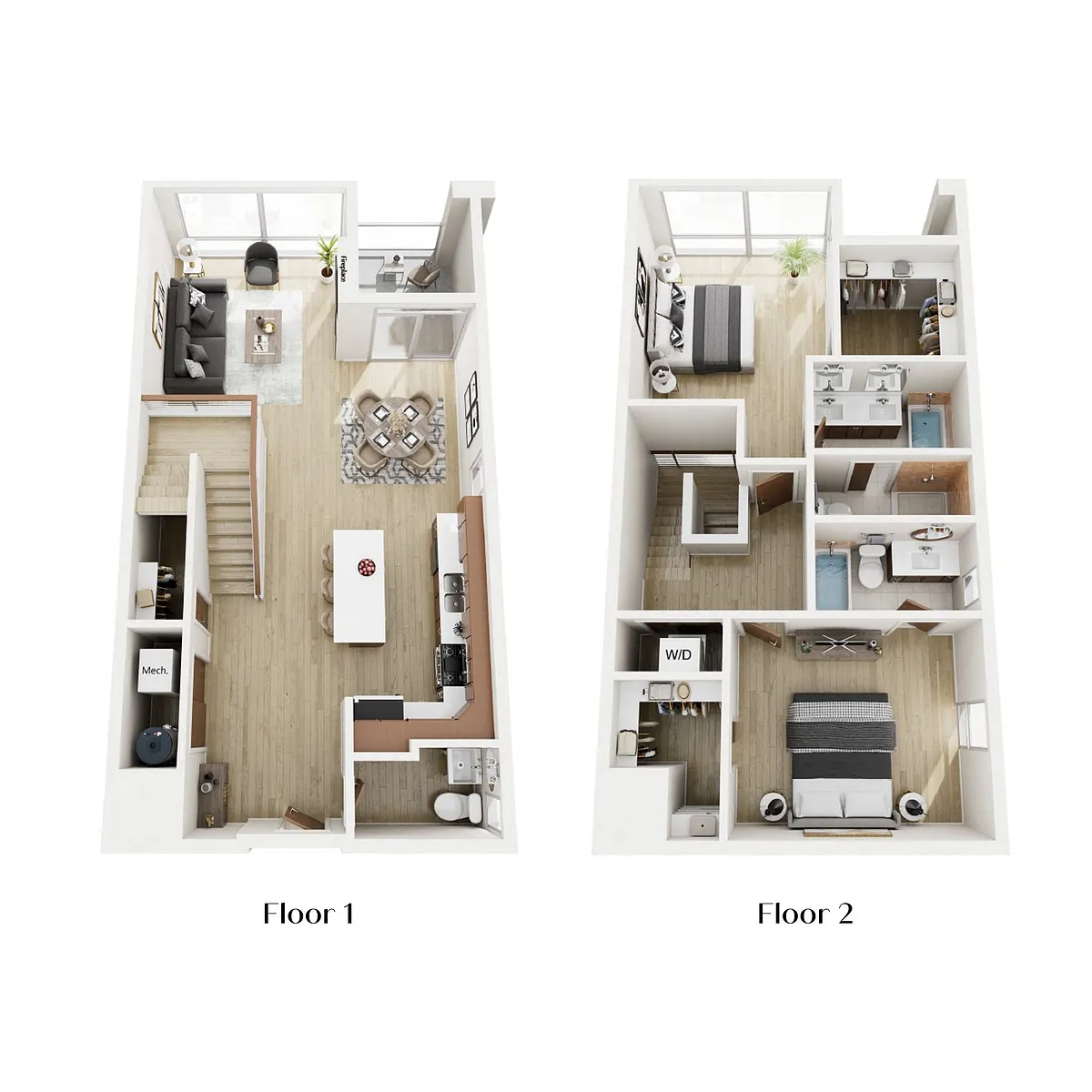 Floor plan Two Bedroom Two and a Half Bathroom Loft
