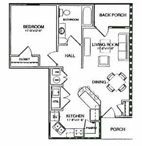Floor plan 1 Bedroom, 1 Bathroom