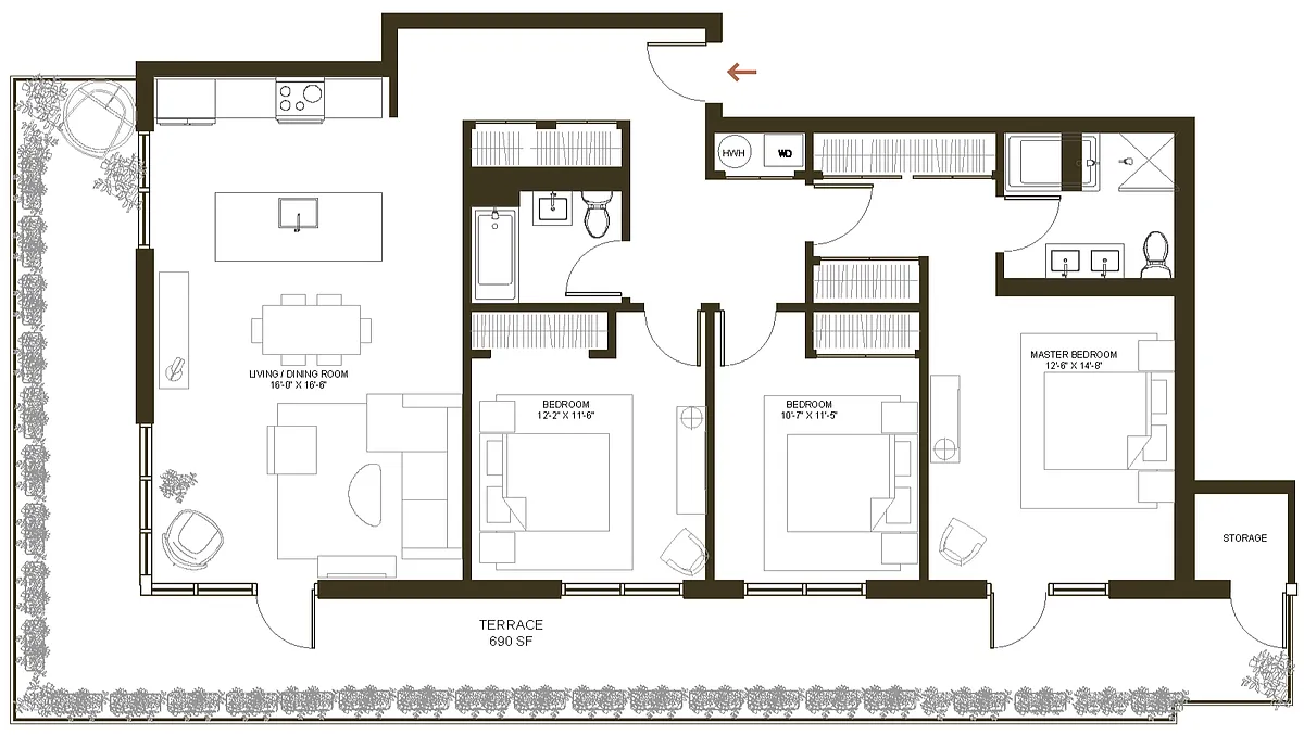 Floor plan 3B-2B