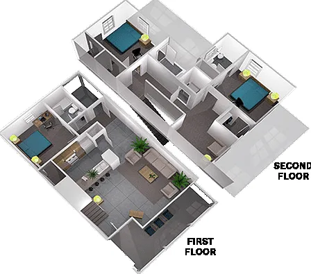 The Collective at Lubbock 3x3 Duplex Floor Plan The Collective at Lubbock 3x3 Duplex Floor Plan