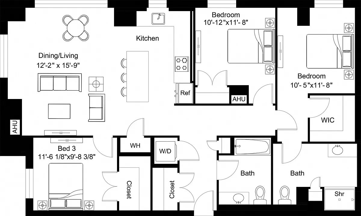 Floor plan 3 Bed/2 Bath-C2
