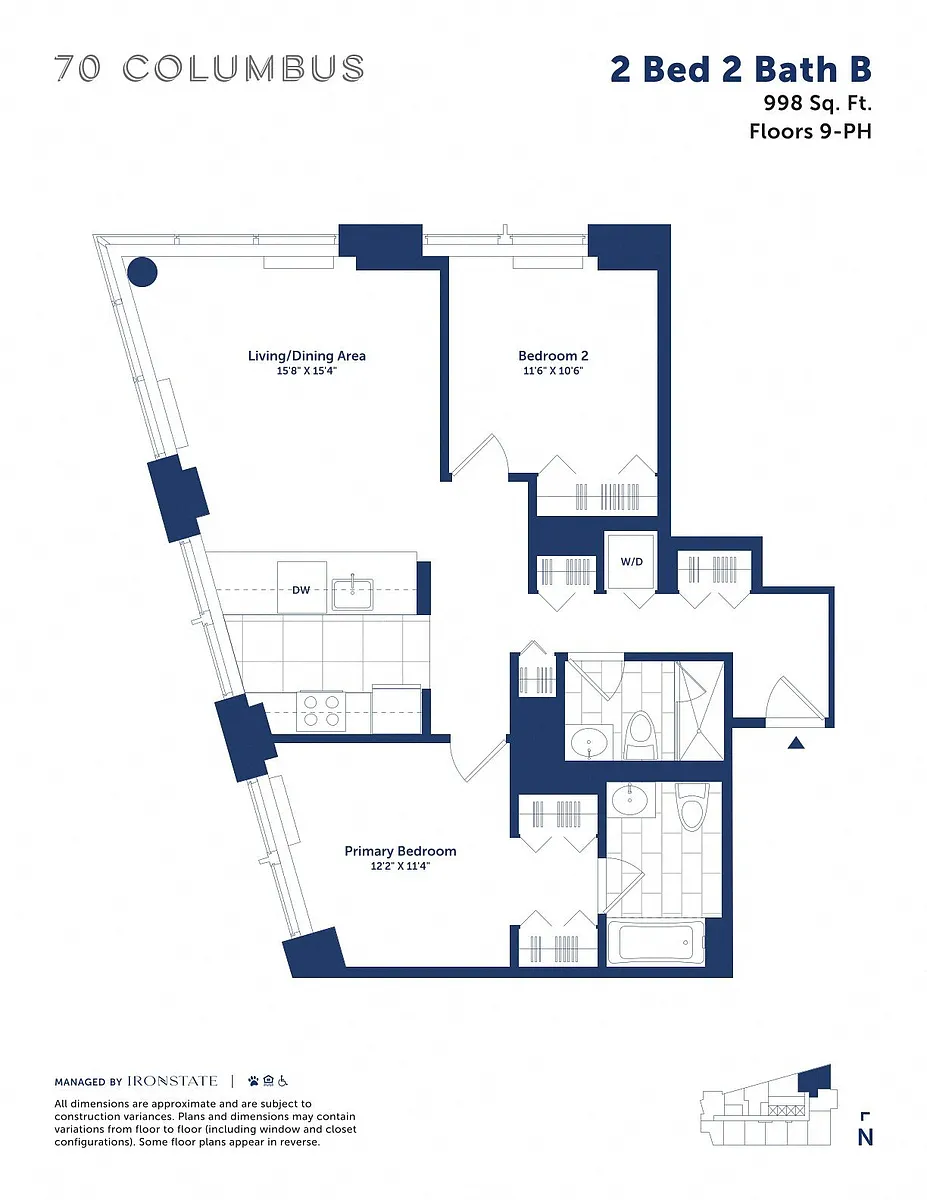 Floor plan 2 Bed 2 Bath B