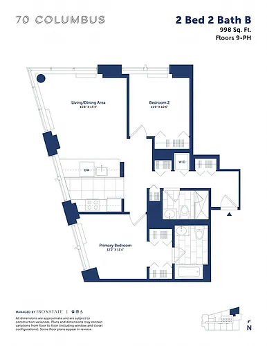 Floor plan 2 Bed 2 Bath B