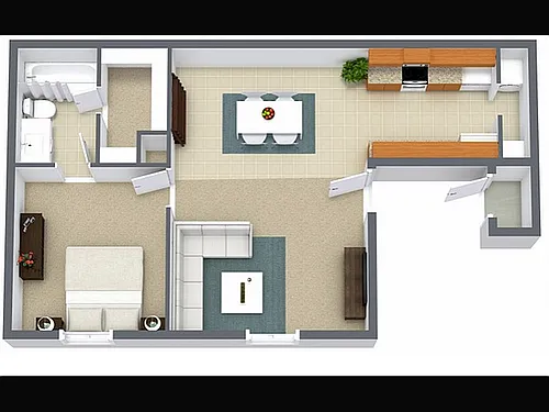 Floor plan 1 Bed, 1 Bath