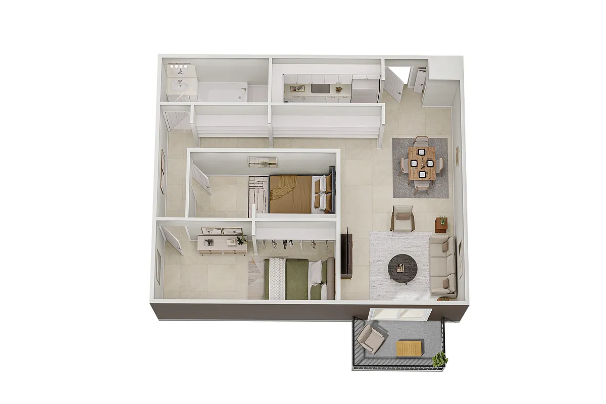 Floor plan 2 Bedroom, 1 Bathroom
