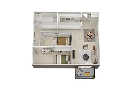Floor plan 2 Bedroom, 1 Bathroom