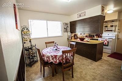 Kitchen opens nicely into dining area.