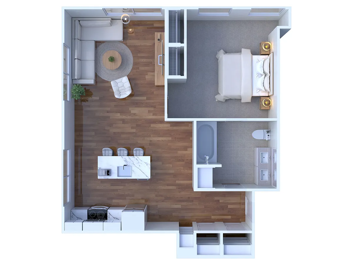 Floor plan 1BR - 1BTH Artist