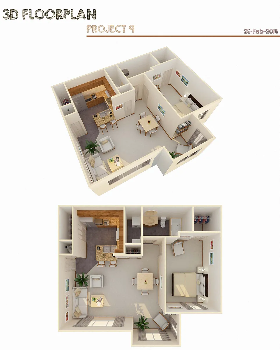 Floor plan 1 Bed w/ Flex Space
