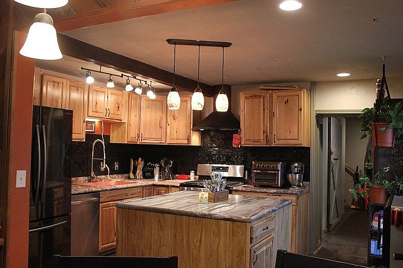 Open kitchen hickory cabinet