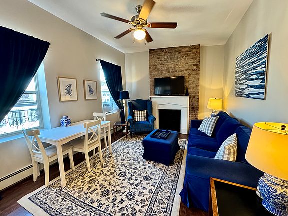 Comfortable Living and dining space for four.