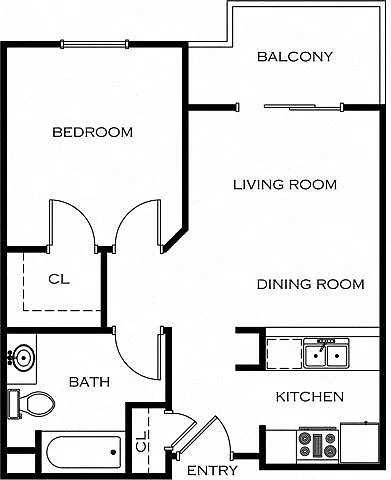 Floor plan 1bd 1ba