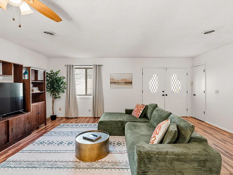 Living area including large smart TV