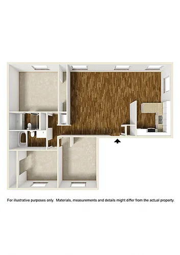 Floor plan Plan E - 3 Bedrooms, 2 Bathrooms