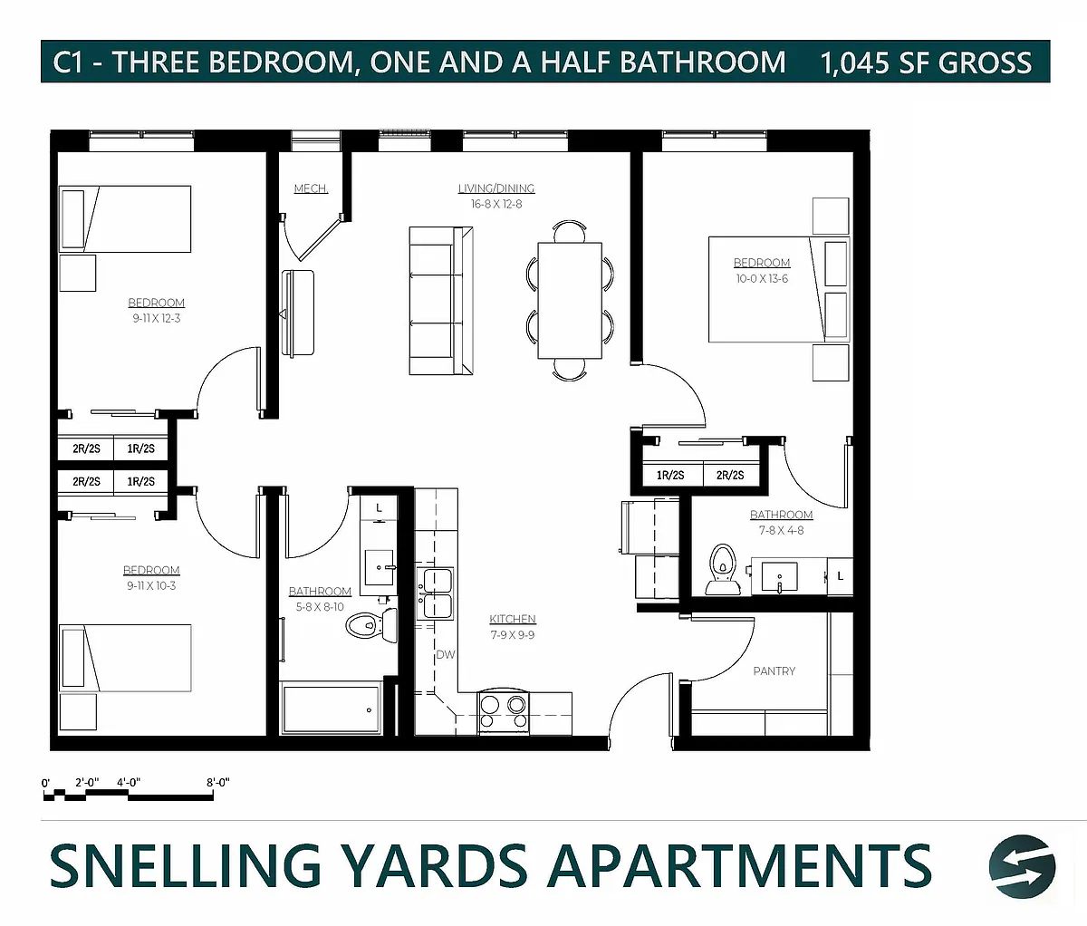 Floor plan 3 Bedroom (80%)