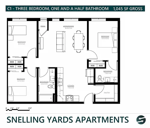Floor plan 3 Bedroom (80%)