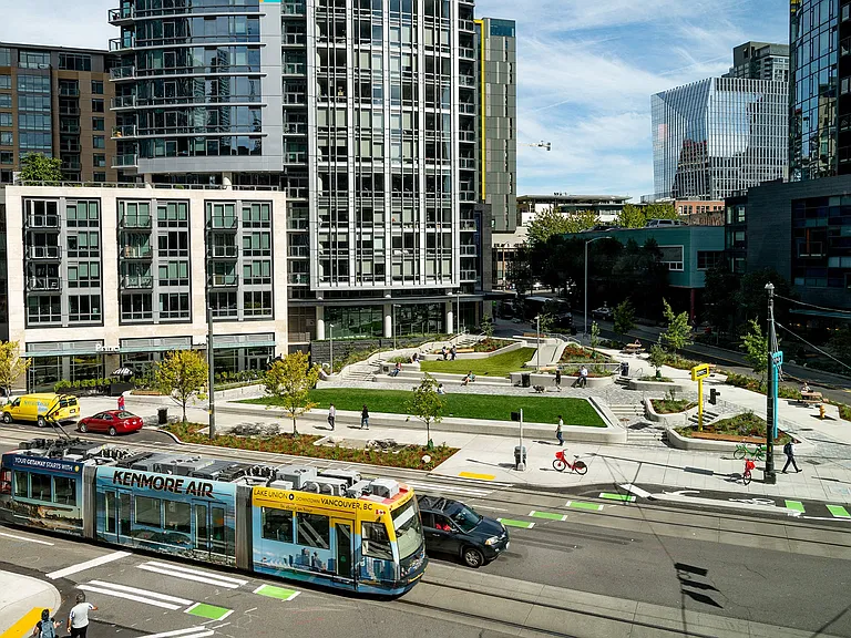 The Urban Triangle Park is Stratus' front lawn