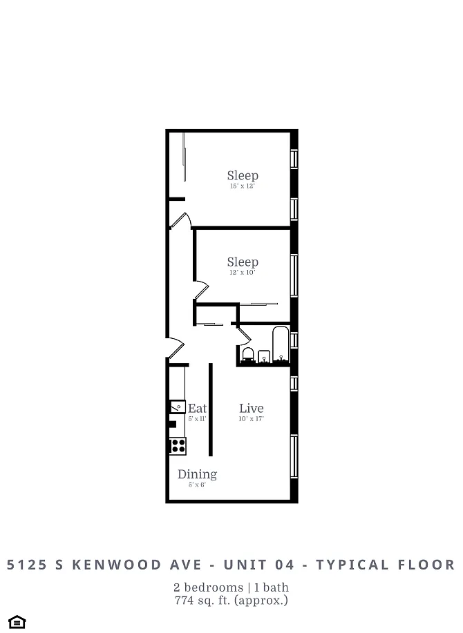 Floor plan 2 Bed | 1 Bath (C1)