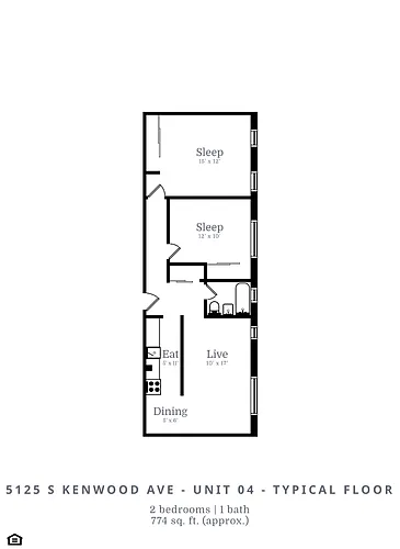 Floor plan 2 Bed | 1 Bath (C1)