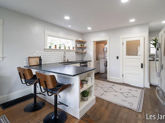 Open kitchen with slider to backyard