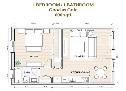 Floor plan 1x1 Good as Gold