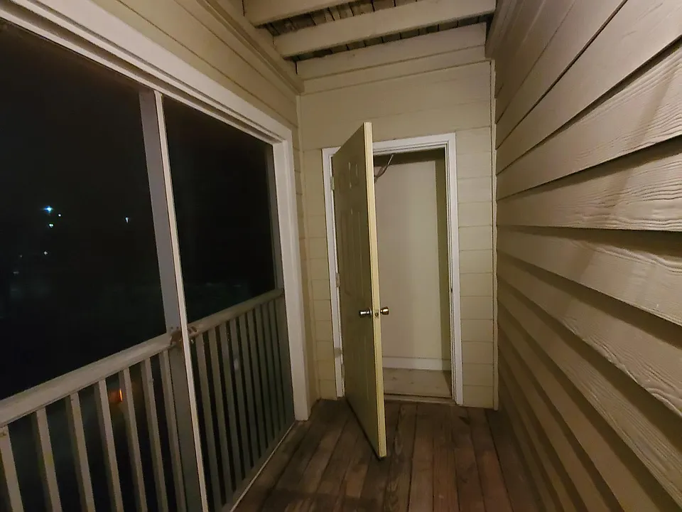 Screened Patio with external storage closet
