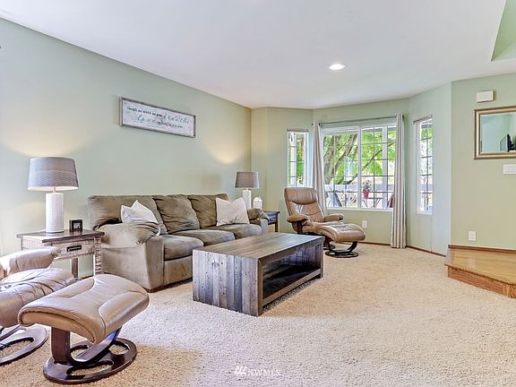 Formal living room with bay window