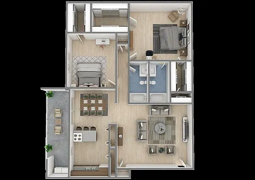 Floor plan 2 Bedroom, 2 Bathroom