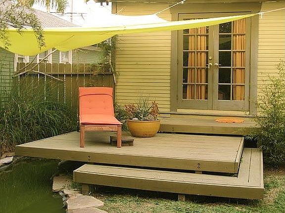 Deck and pond off Master bedroom