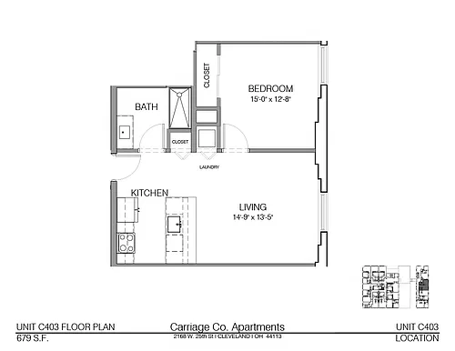 Floor plan c1-679 - 1 bed, 1 bath