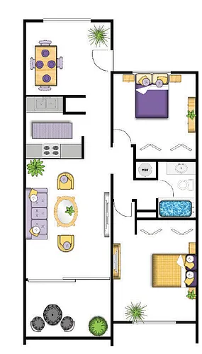 Floor plan 2 Bedroom 1 Bathroom